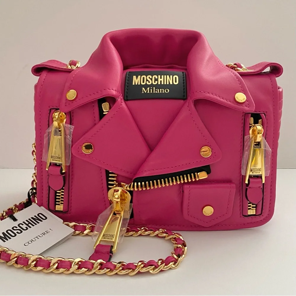 Moschino | Bags | Moschino Biker Bag Leather Jacket Pink | Poshmark